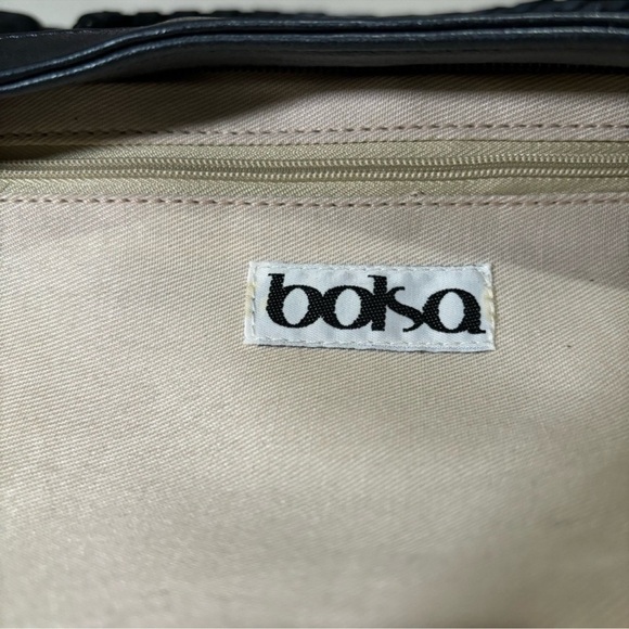 Bolsa Leather Metallic Pewter Handbag Convertible Shoulder Bag Boho Bohemian - Picture 11 of 16